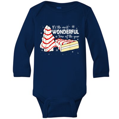 Its The Most Wonderful Time Of The Year Christmas Cake Baby Long Sleeve Bodysuit