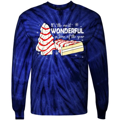 Its The Most Wonderful Time Of The Year Christmas Cake Tie-Dye Long Sleeve Shirt