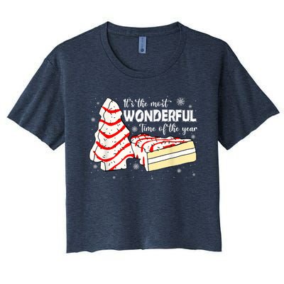 Its The Most Wonderful Time Of The Year Christmas Cake Women's Crop Top Tee