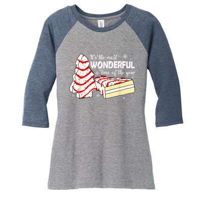 Its The Most Wonderful Time Of The Year Christmas Cake Women's Tri-Blend 3/4-Sleeve Raglan Shirt