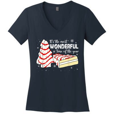 Its The Most Wonderful Time Of The Year Christmas Cake Women's V-Neck T-Shirt