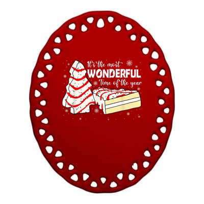 Its The Most Wonderful Time Of The Year Christmas Cake Ceramic Oval Ornament