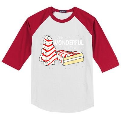 Its The Most Wonderful Time Of The Year Christmas Cake Kids Colorblock Raglan Jersey