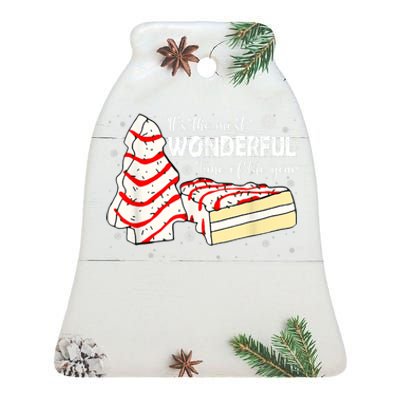 Its The Most Wonderful Time Of The Year Christmas Cake Ceramic Bell Ornament