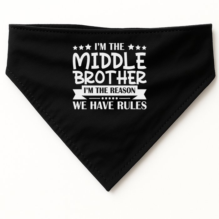 I'm The Middle Brother I'm The Reason We Have Rules Sibling USA-Made Doggie Bandana