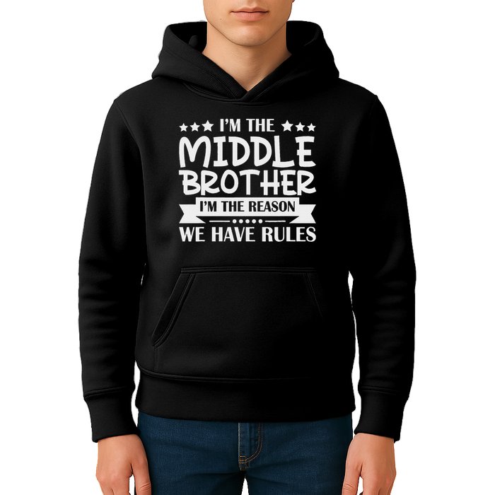 I'm The Middle Brother I'm The Reason We Have Rules Sibling Kids Hoodie