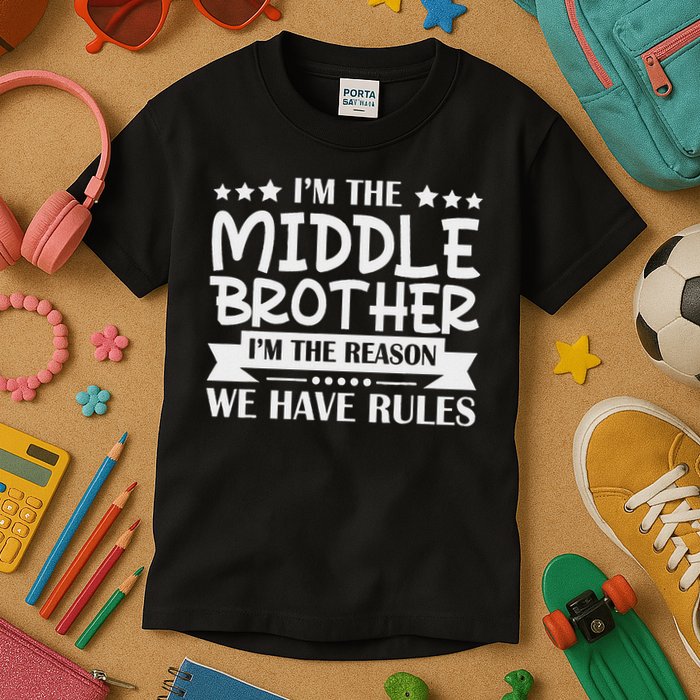 I'm The Middle Brother I'm The Reason We Have Rules Sibling Kids T-Shirt
