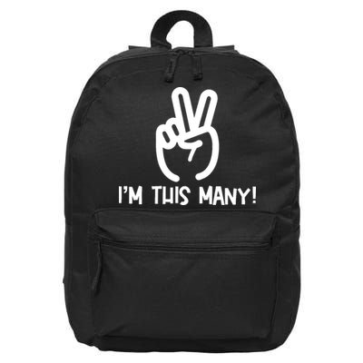  I'm This Many - 2 Fingers Raised 2nd Birthday 16 in Basic Backpack