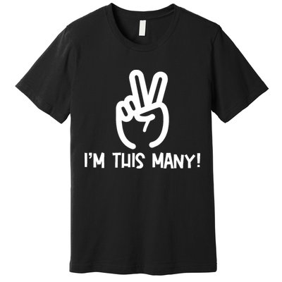  I'm This Many - 2 Fingers Raised 2nd Birthday Premium T-Shirt