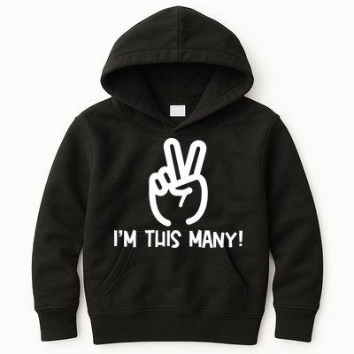  I'm This Many - 2 Fingers Raised 2nd Birthday Kids Hoodie