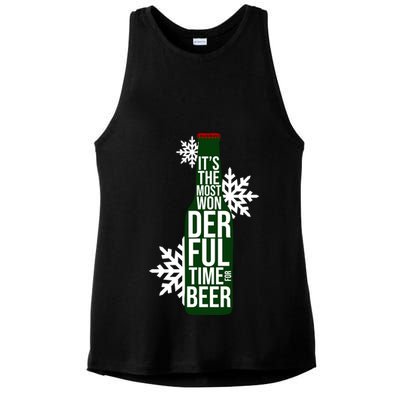 It's The Most Wonderful Time For Beer Funny Christmas Ladies PosiCharge Tri-Blend Wicking Tank
