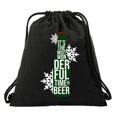 It's The Most Wonderful Time For Beer Funny Christmas Drawstring Bag