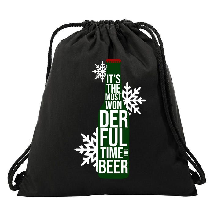 It's The Most Wonderful Time For Beer Funny Christmas Drawstring Bag