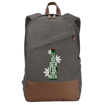 It's The Most Wonderful Time For Beer Funny Christmas Cotton Canvas Backpack