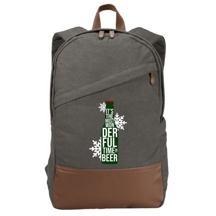 It's The Most Wonderful Time For Beer Funny Christmas Cotton Canvas Backpack
