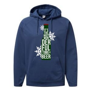 It's The Most Wonderful Time For Beer Funny Christmas Performance Fleece Hoodie