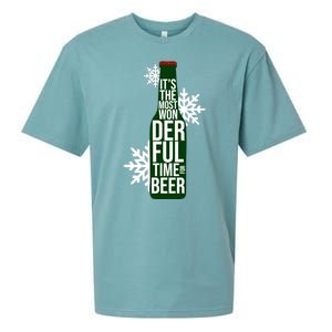 It's The Most Wonderful Time For Beer Funny Christmas Sueded Cloud Jersey T-Shirt