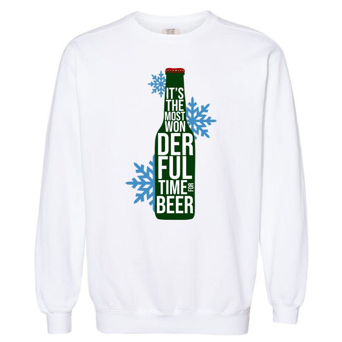 It's The Most Wonderful Time For Beer Funny Christmas Garment-Dyed Sweatshirt