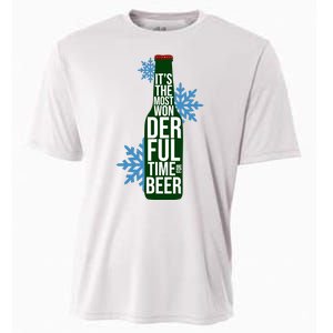 It's The Most Wonderful Time For Beer Funny Christmas Cooling Performance Crew T-Shirt