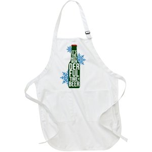 It's The Most Wonderful Time For Beer Funny Christmas Full-Length Apron With Pockets