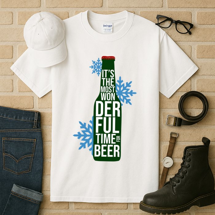 It's The Most Wonderful Time For Beer Funny Christmas Tall T-Shirt