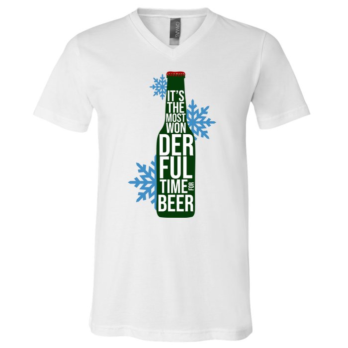 It's The Most Wonderful Time For Beer Funny Christmas V-Neck T-Shirt