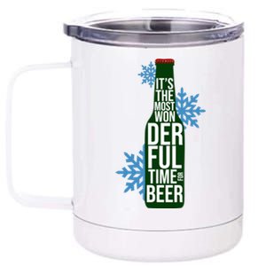 It's The Most Wonderful Time For Beer Funny Christmas 12 oz Stainless Steel Tumbler Cup