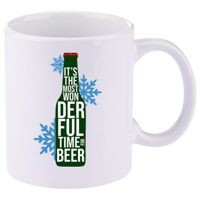 It's The Most Wonderful Time For Beer Funny Christmas 11oz C Handle Ceramic Mug