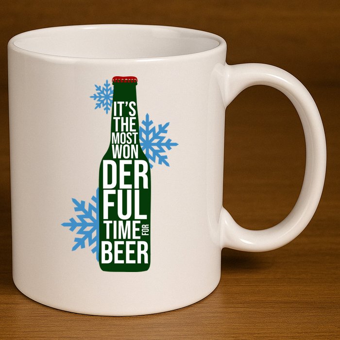 It's The Most Wonderful Time For Beer Funny Christmas 11oz C Handle Ceramic Mug