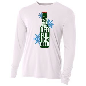 It's The Most Wonderful Time For Beer Funny Christmas Cooling Performance Long Sleeve Crew