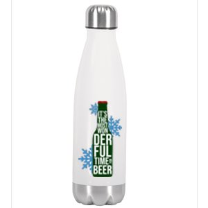 It's The Most Wonderful Time For Beer Funny Christmas Stainless Steel Insulated Water Bottle