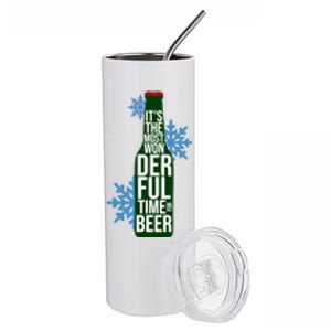 It's The Most Wonderful Time For Beer Funny Christmas Stainless Steel Tumbler