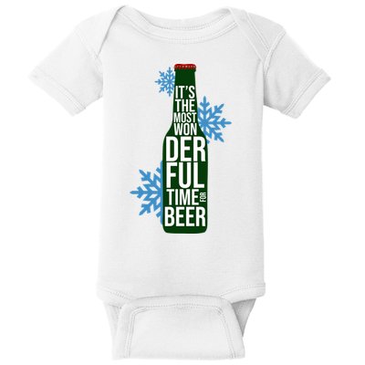 It's The Most Wonderful Time For Beer Funny Christmas Baby Bodysuit
