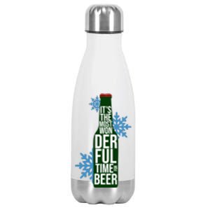 It's The Most Wonderful Time For Beer Funny Christmas Stainless Steel Insulated Water Bottle