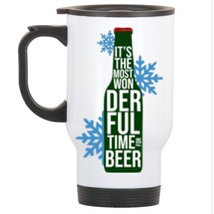 It's The Most Wonderful Time For Beer Funny Christmas Stainless Steel Travel Mug