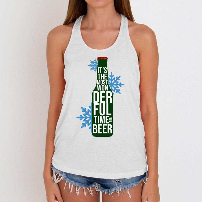 It's The Most Wonderful Time For Beer Funny Christmas Women's Knotted Racerback Tank