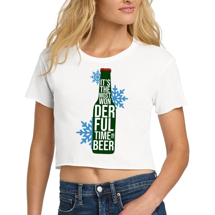 It's The Most Wonderful Time For Beer Funny Christmas Crop Top