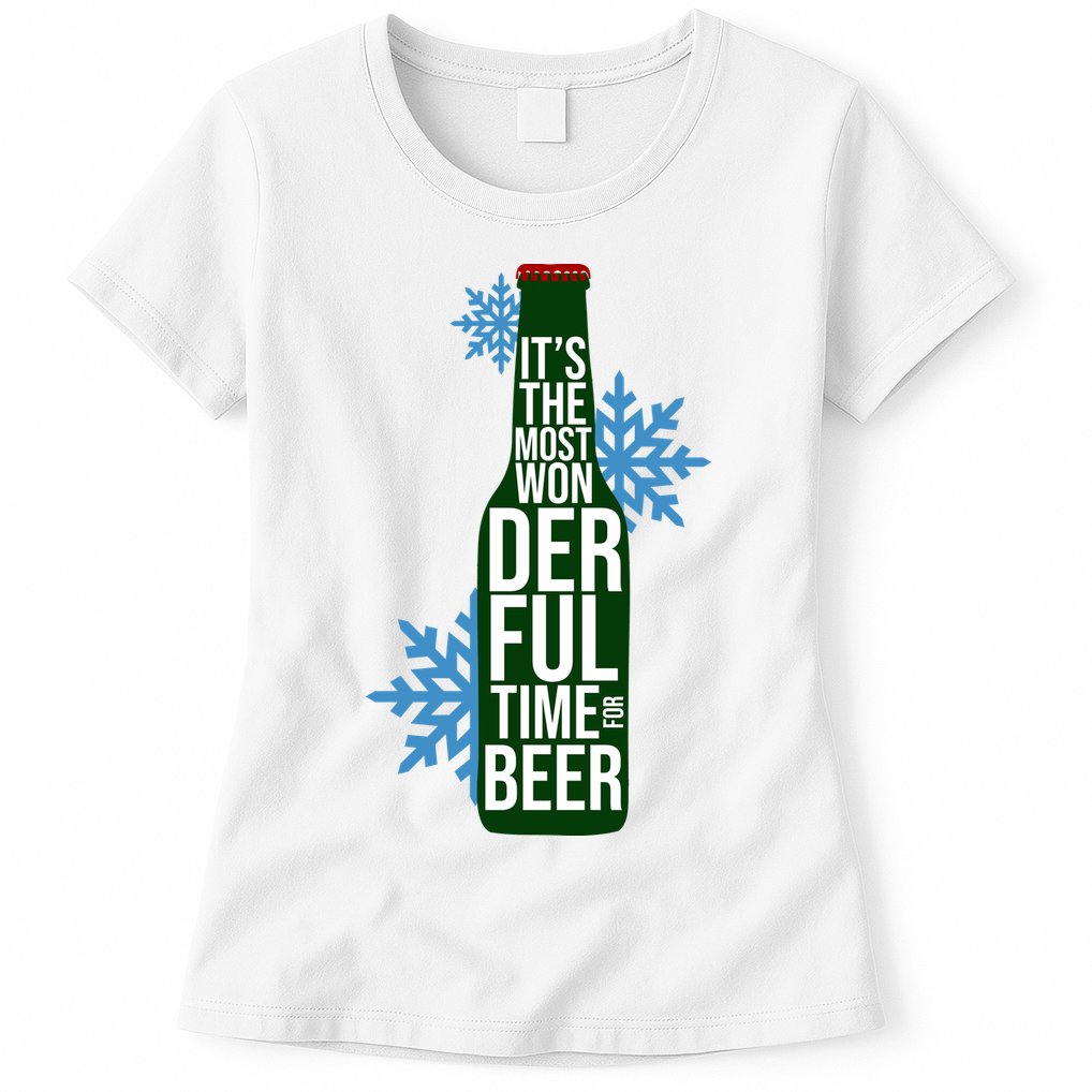 It's The Most Wonderful Time For Beer Funny Christmas Womens T-Shirt