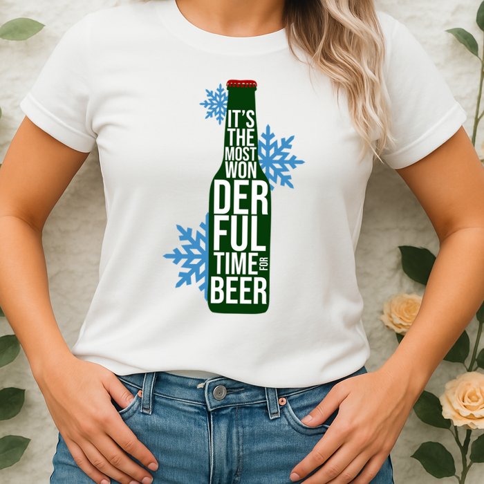 It's The Most Wonderful Time For Beer Funny Christmas Womens T-Shirt