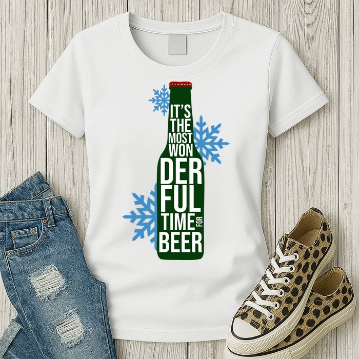 It's The Most Wonderful Time For Beer Funny Christmas Womens T-Shirt