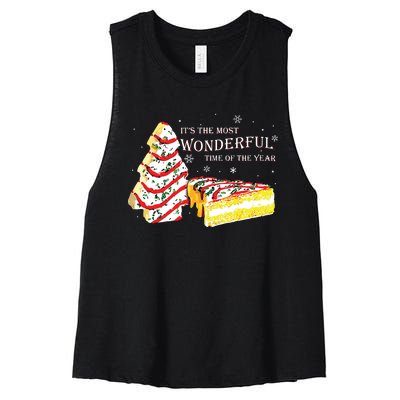 Its The Most Wonderful Time Of The Year Snack Cake Christmas Women's Racerback Cropped Tank