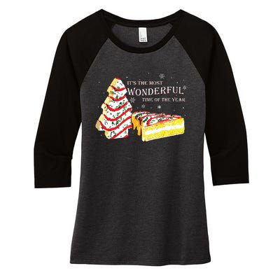 Its The Most Wonderful Time Of The Year Snack Cake Christmas Women's Tri-Blend 3/4-Sleeve Raglan Shirt