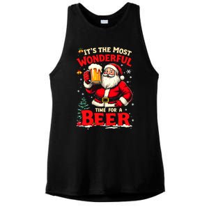 ItS The Most Wonderful Time Beer Santa Christmas Gift Ladies PosiCharge Tri-Blend Wicking Tank