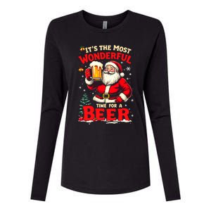 ItS The Most Wonderful Time Beer Santa Christmas Gift Womens Cotton Relaxed Long Sleeve T-Shirt