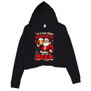 ItS The Most Wonderful Time Beer Santa Christmas Gift Crop Fleece Hoodie