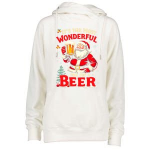 ItS The Most Wonderful Time Beer Santa Christmas Gift Womens Funnel Neck Pullover Hood