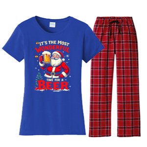 ItS The Most Wonderful Time Beer Santa Christmas Gift Women's Flannel Pajama Set