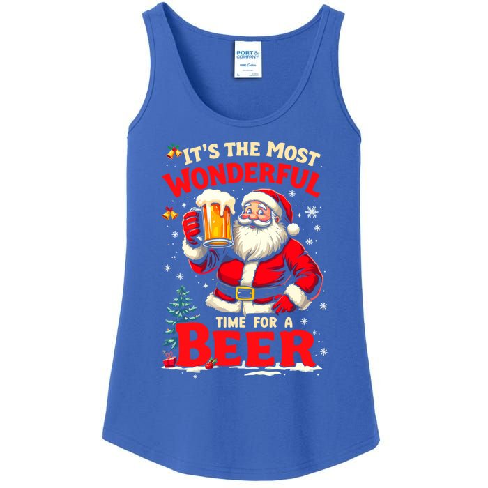 ItS The Most Wonderful Time Beer Santa Christmas Gift Ladies Essential Tank