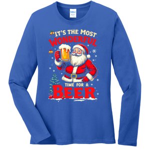 ItS The Most Wonderful Time Beer Santa Christmas Gift Ladies Long Sleeve Shirt