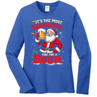 ItS The Most Wonderful Time Beer Santa Christmas Gift Ladies Long Sleeve Shirt